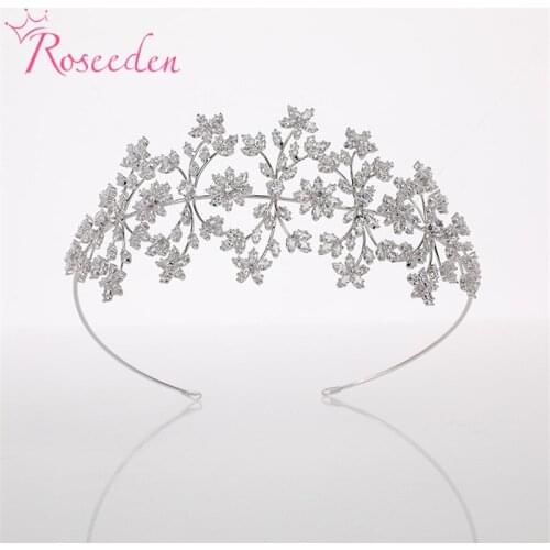 Elegant Full Cubic Zircon Wedding Tiara Handmade CZ Bridal Bridesmaids Crown Hair Accessories Women Jewelry RE3815