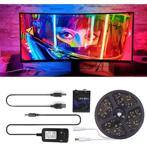 5V WS2812B USB LED Strip light 1M 2M 3M 4M 5M 5050 RGB Dream Color Ambient TV Kit for Desktop PC Screen Background lighting