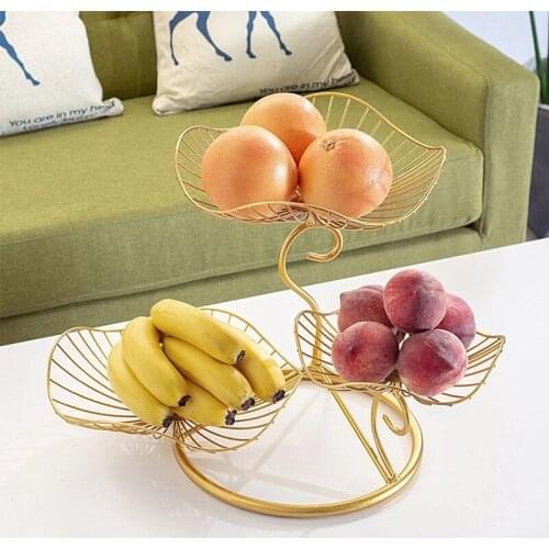 3-Layer Leaf Shaped Wire Basket Storage Tray Wedding Party Home Decor Nordic Style Iron Art Living Room Fruit Plate