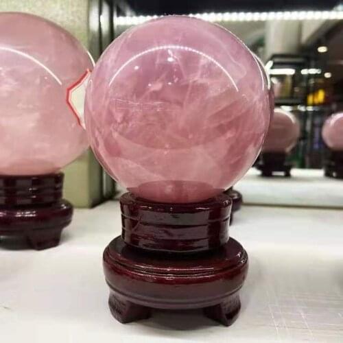 9CM Glorious Natural Healing Crystal Ball Rose Quartz Spheres Stone for Decoration 1PC