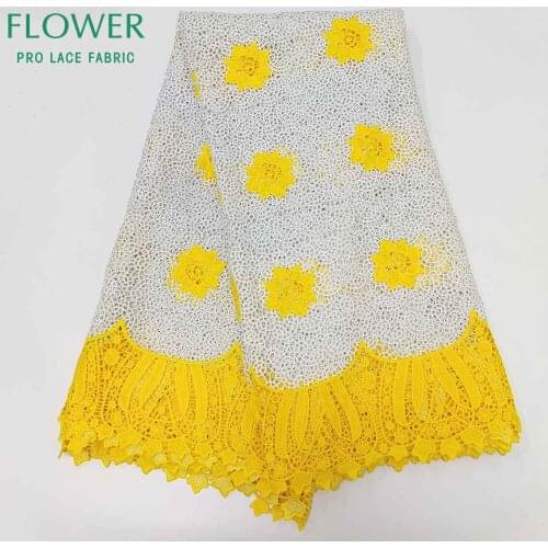 Yellow 2.5 Yards Dry Lace Original Guinea 100% Cotton Dry Lace For Bride Or Bridesmaids Dresses Swiss Voile Lace In Switzerland