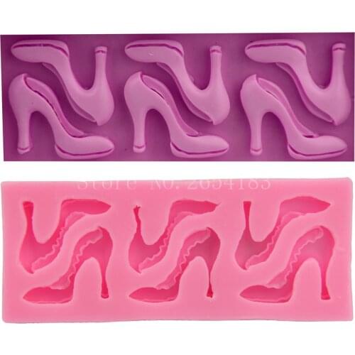 Lady Girl High heeled shoe Fondant Soap 3D Silicone Cake Mold Cupcake Jelly Candy Chocolate Decoration Baking Tool Moulds FQ1951