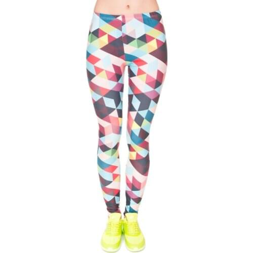 Brand Women Colour Geometry Printing Legging High Elastic Fitness Legging Trousers LeggingsWomen Pants