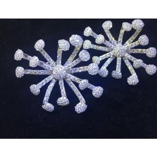 Hyperbole 925 sterling silver with cubic zircon stud earring flower earring fashion women jewelry free shipping