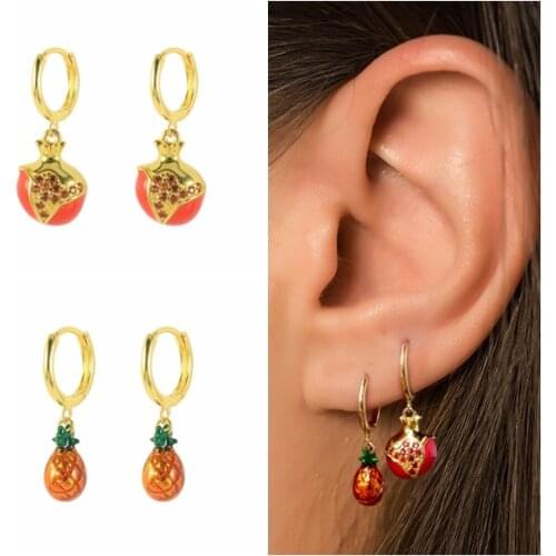 BOKAO 2021 Pendientes Plata 925 Silver Piercing Earings Summer Fruit Mini Pineapple Drop Earrings Woman Jewelry Bijoux Femme Aro