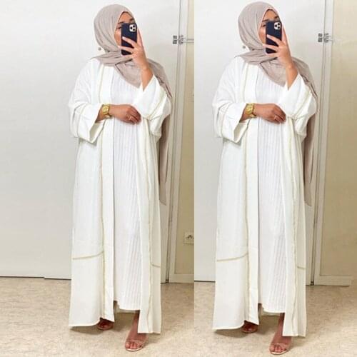 Fashion Muslim Opened Abaya Silky Longer Muslim Robes Fashion Hijab Dress Islam Maxi Dress Womens Fashion Vestidos Robes F2631