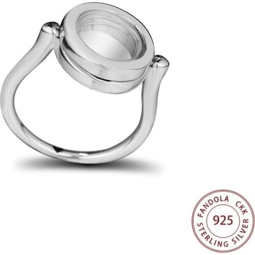 Genuine 925 Sterling Silver Floating Lock Ring Finger Rings for Women Wedding Jewelry anillos