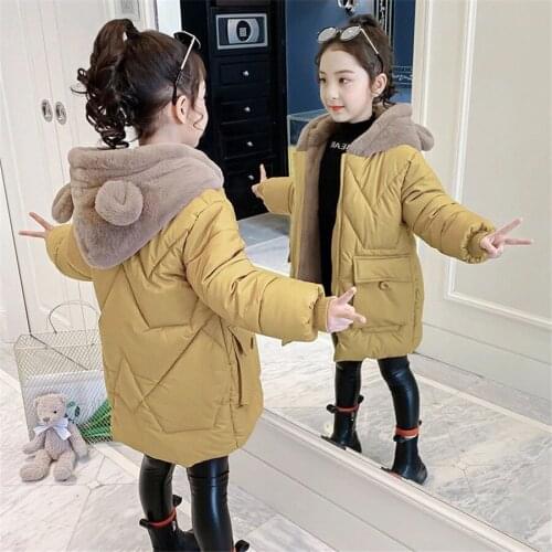 Girl Winter Jacket Kids Outdoor Warm Coat Thick Parka Childrens Clothing Windproof Cotton Jacket Fur Hooded Outerwear 4-14 Year