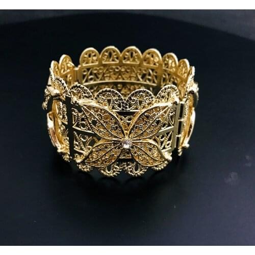 Gold Bangles for Women Gold Dubai Bride Zircon Wedding Ethiopian Bracelet Africa Bangle Arab Jewelry Zircon Gold bracelet