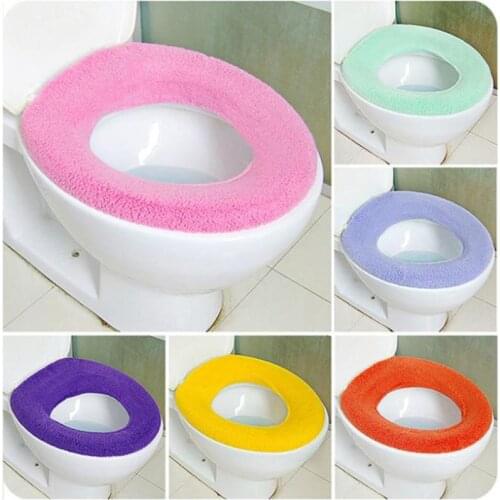 1Pcs Home Bathroom Warmer Comfortable Toilet Solid Washable Cloth Seat Cover Bathroom Toilet Seat case Warmer Toilet Cover