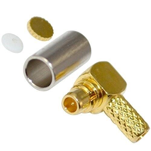 10PCS MMCX Male Right Angle Plug Crimp RG174 RG316 LMR100 Cables RF Connector