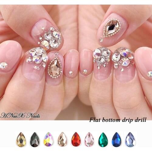 10 PCs Water Drop nail art Rhinestones Crystal Stones 9 Color 6x8mm Shiny diy jewelry charms nail art Deco