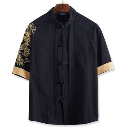 13XL plus size male extra large code tide big man slimming 9XL 10XL XL linen half sleeve shirt cardigan Chinese style embroidery