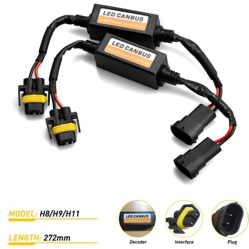 2PCS H7 LED Headlight Decoder Adapter Canbus Anti-Flicker Harness Bulbs Resistor Decoder Warning Error Canceller Plug And Play