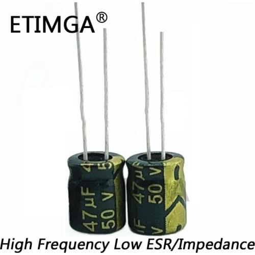 20PCS/LOT High Frequency Low Impedance 50v 47UF Aluminum Electrolytic Capacitor Size 6*7 47UF 20