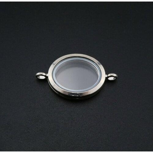 26x39x8MM Silver Oval Glass Locket with Two Loops Pendant Charm DIY Supplies 1122011