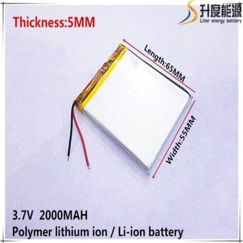 3.7V,2000mAH,[505565] PLIB ( polymer lithium ion battery ) Li-ion battery for tablet pc,GPS,mp3,mp4,cell phone,speaker
