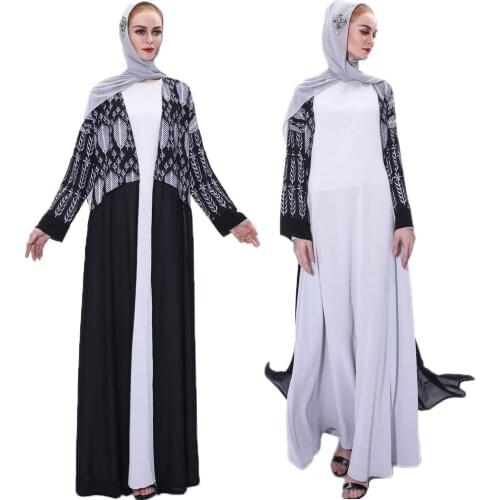 Abaya Muslim Women Chiffon Open Kimono Leaf Printed Dubai Party Cocktail Robe Islamic Ramadan Clothing Gown Summer Turkish Dress