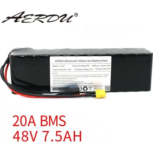 AERDU 48V 7.5Ah 8Ah with 2A Charger 13S3P 18650 580W 500W 350W Lithium-ion battery pack Electric ebike scooter motor bicycle