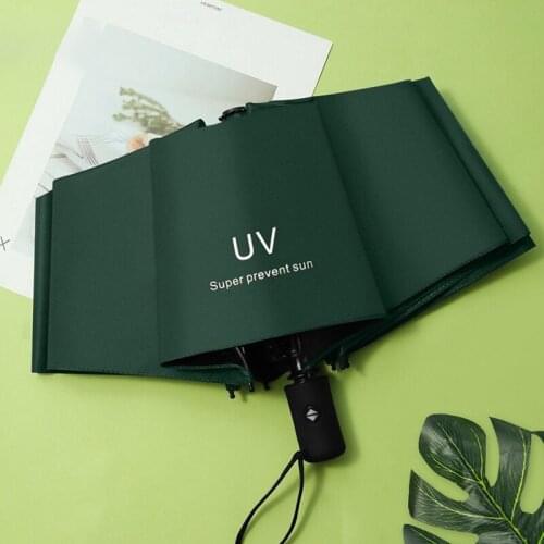 ABZS Travel Umbrella Automatic Folding Rain Umbrella Three Fold Umbrella Thickened Black Glue Sunscreen Umbrella Parasol