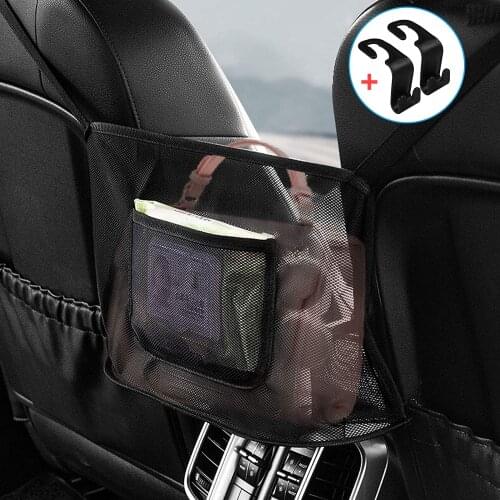 Car Net Pocket Handbag Holder, Car Mesh Seat Organizer Handbag Holder for Purse Phone Documents (Black)