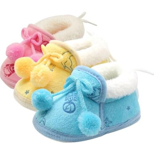 Winter Tassel Baby Shoes Warm Soft Baby Printing Shoes Cotton Padded Warm Infant Baby Boys Girls Soft Boots 0-18M