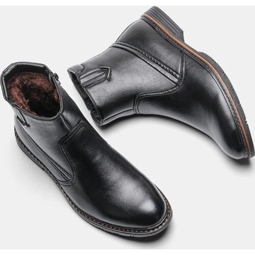 2021 Men Winter Boots Warm Wootten Brand Mens Leather Zipper boots size 40-45 Ankle Boots for men