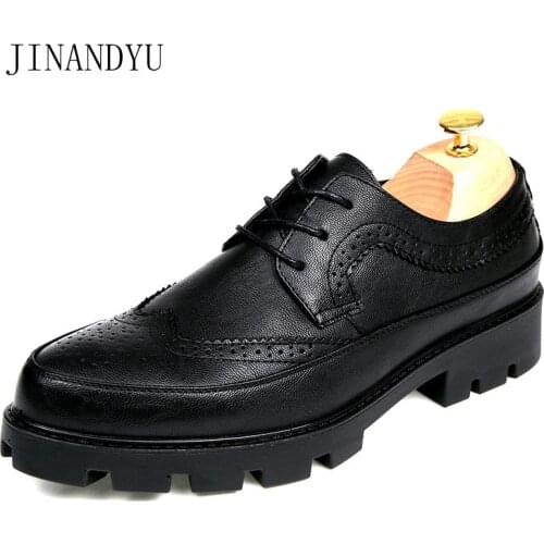 Brogues Men Dress Business Office Leather Shoes Classic Thick Sole Formal Shoes for Men Oxford Wedding Shoes Elegante Hombre