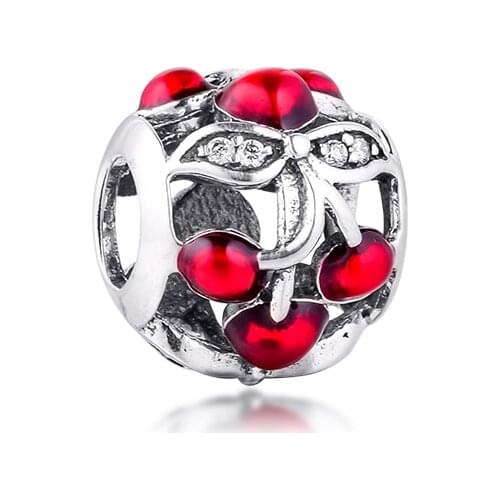 Authentic 925 Sterling Silver Sweet Cherries Charm Beads Fits Pandora Charms Bracelet Women DIY Jewelry Making Berloque