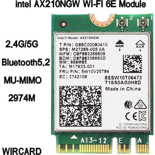 Dual Band 2974Mbps AX210NGW 802.11ax/ac Wireless card For Intel AX210 WI-FI 6E M.2 NGFF BT 5.2 Wifi Network Wlan 2.4G/5G