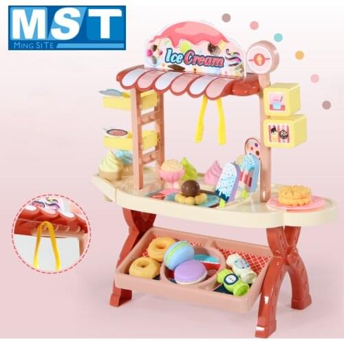 Pretend Play Toys Plastic Simulated Kitchen Dinnerware Ice Cream Candy Set Role Playing For Girls Boys Educational Toys Gift