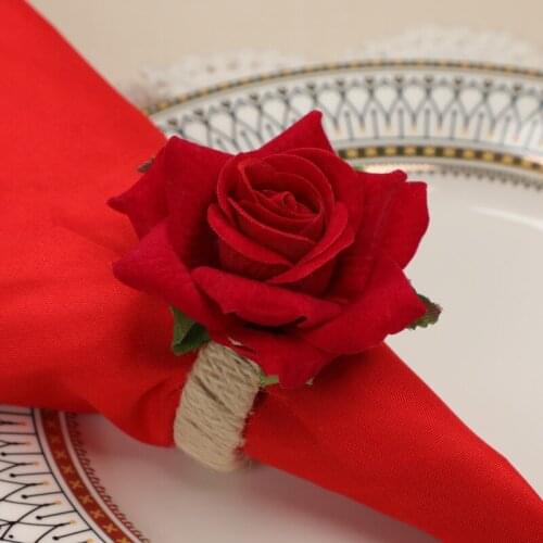 6pcs Creative simulation flower napkin button modern and simple western hotel napkin ring household goods table top cloth ring