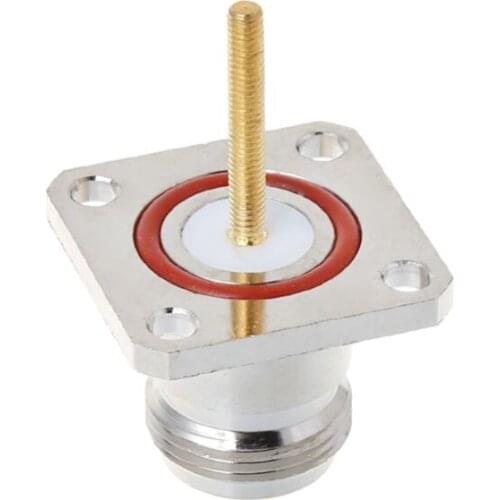 Brass N Female Jack Connector With 4 Hole Flange Mount Chassis RF Adapter Long Solder Pin Terminal
