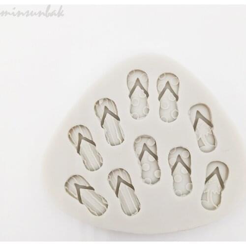 Minsunbak Small Flip-Flops Sugar Cake Decoration Silicone Mold Slipper Shape Chocolate Candy Gumpaste Baking Tool