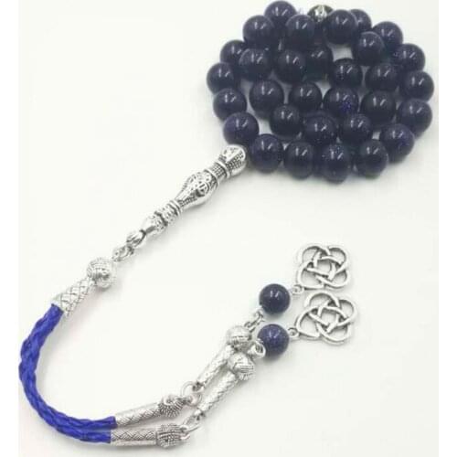 Blue SandStone tasbih mans prayer beads gfit For Eid 33 66 99 Paryer beads Muslim misbaha luxurious Mans bracelet