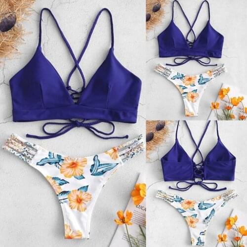 New Fashion sexy Womens Bikini Cut Flower Two Piece Swimsuit Pushups Swimwear women Floral Beachwear wire free low waist hot #W