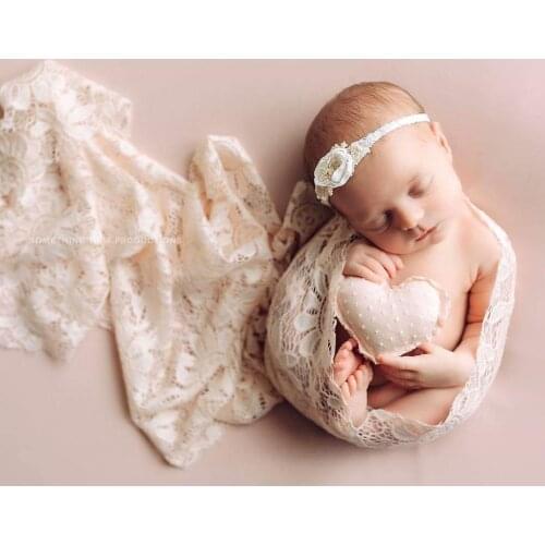 Newborn baby props full moon costume art baby studio children photography lace wrapping cloth Hat + wrap cloth + heart