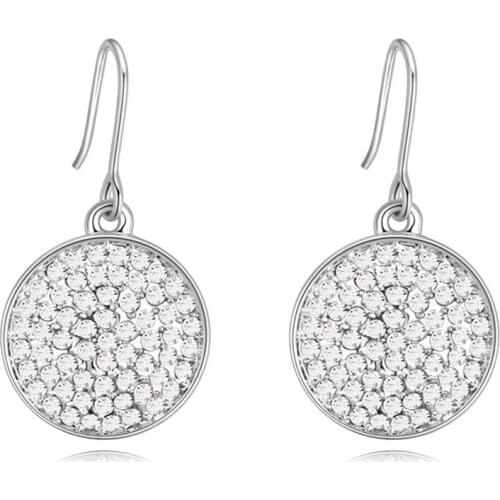 BAFFIN Maxi Round Dangle Earrings Hanging Pendientes Crystal from Austria Bijoux for Wedding Party Silver Color Statement Joyas