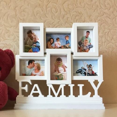 5 Holes Siamese Combination White Picture Frame FAMILY Letter Decoration Photo Display Frame European Children Creative Display
