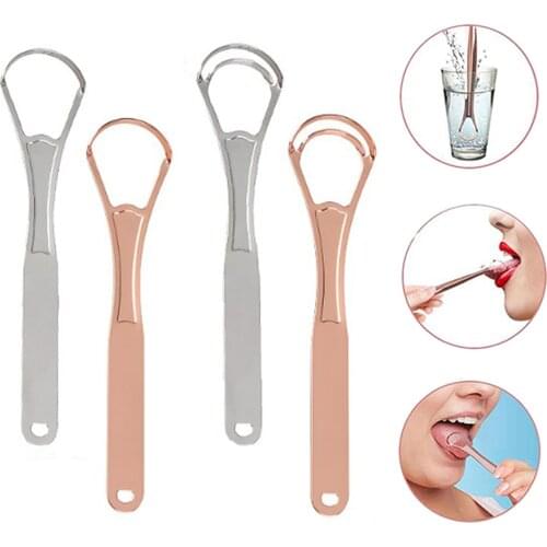 Stainless Steel Tongue Scraper Oral Tongue Cleaner Brush Fresh Breath Cleaning Coated Tongue Toothbrush Oral Hygiene Care Tool