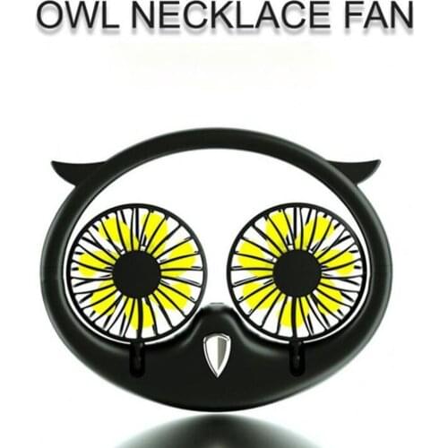 Owl Lazy Hanging Neck Fan Adjustable 7 Leaf USB Rechargeable Cooling Fan 1200 Neckband Hand Air Fan Conditioner For Outdoor