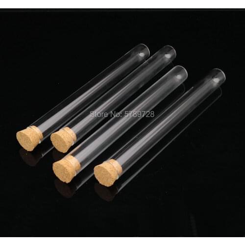 20pcs 15x150mm transparent round bottom glass test tube with cork stopper Used for chemical reaction experiments