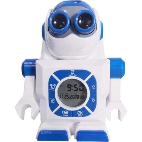 Smart Robots Digital Alarm Clock, Projection Alarm Clock, Kids Bedside Student Alarm Clock LED Table Clock Gift