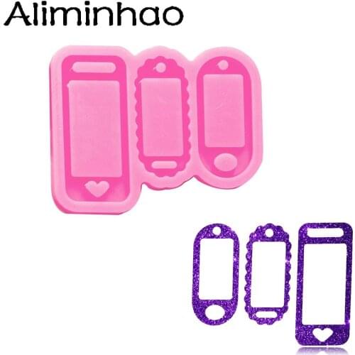 DY1167 Bright surface Tag DIY key chain pendant epoxy resin silicone mold, Photo Backed Shaker Molds