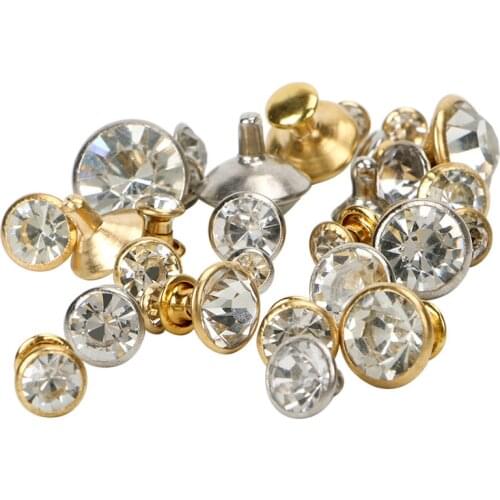 5/6/7/8/9/10/12mm Crystals Rhinestone Rivets Diamond Studs For Leathercraft gold silver DIY Rivets leather Bag Bracelet Shoes