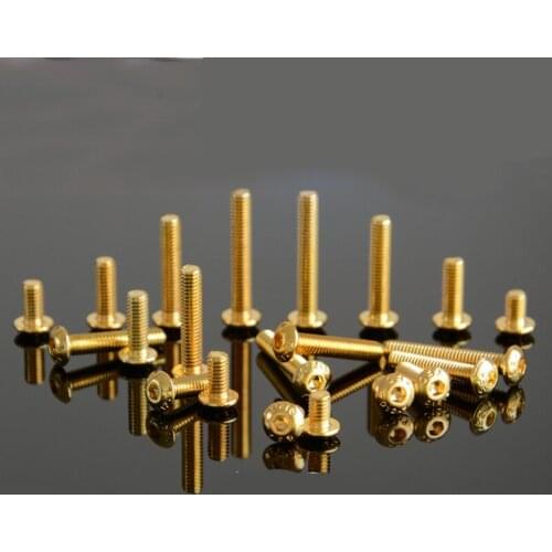 10pcs M2.5 12.9 level titanium plated gold half round head Allen screw hex socket pan header screw machine bolt 3mm-20mm long
