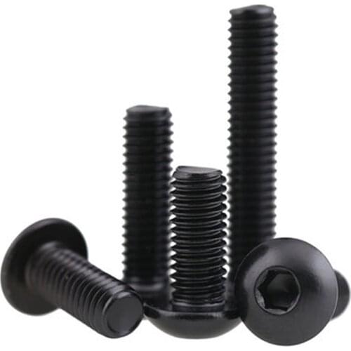 10pcs M4 Black stainless steel round head socket head cap screw Hexagon socket side caps screws 6mm-30mm Length