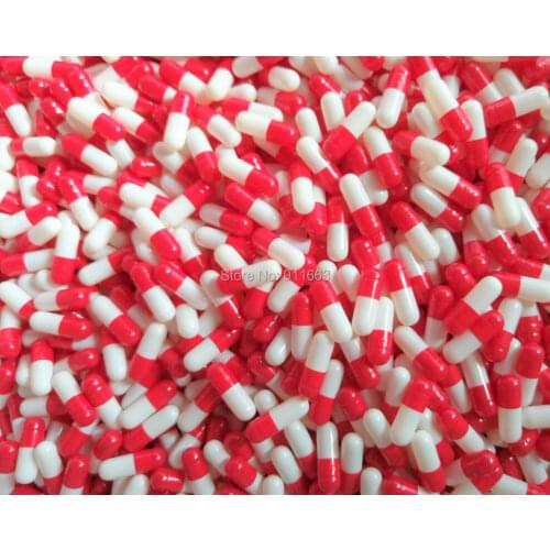 2# 1,000pcs! Red-White colored Empty Capsules, Vacant Capsules, Hollow Gelatin Capsules(Joined or Seperated Capsules Available)