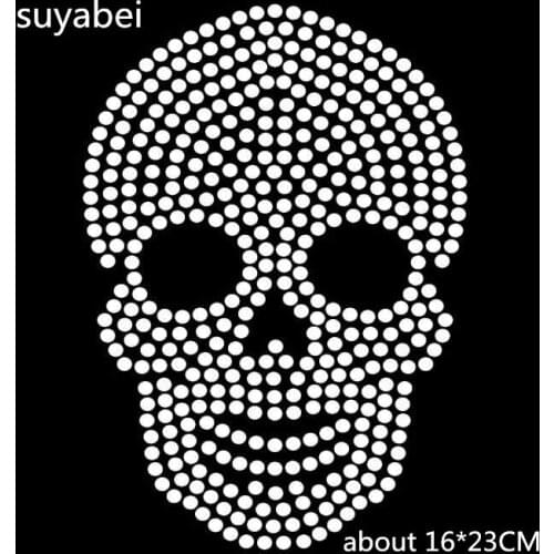 2pc/lot Skull rhinestone transfers iron on rhinestone transfer designs hot fix rhinestone applique for embellish