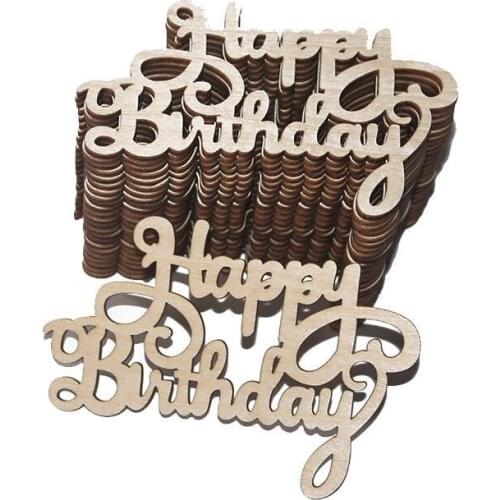 30Pcs "Happy Birthday" Laser Cut Wooden Slice Handcraft Letter Carving Wood Crafts Hanging Ornaments Home Party Decoration